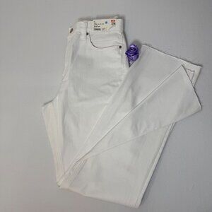 UNIQLO White High Rise Straight Jeans Women 26x32 100% Cotton New Defect